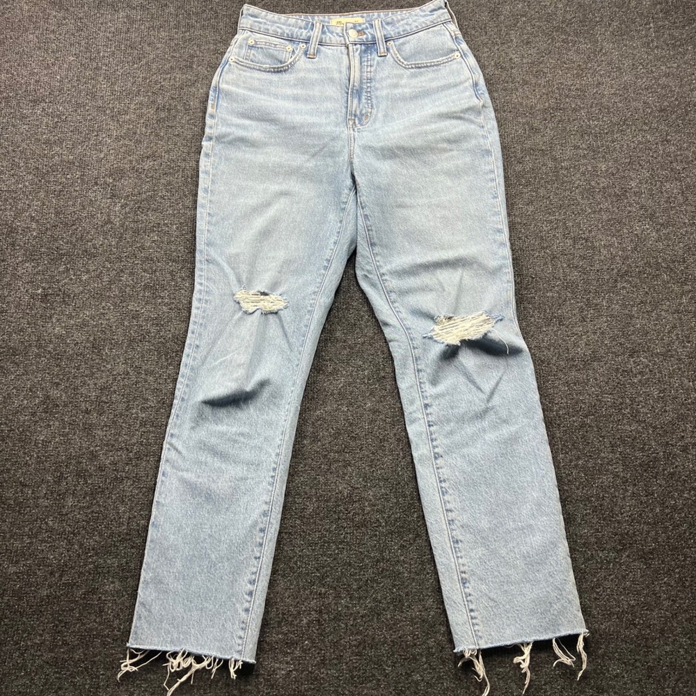 Madewell The Curvy Perfect Vintage Jean Light Wash Distressed Raw Hem 26